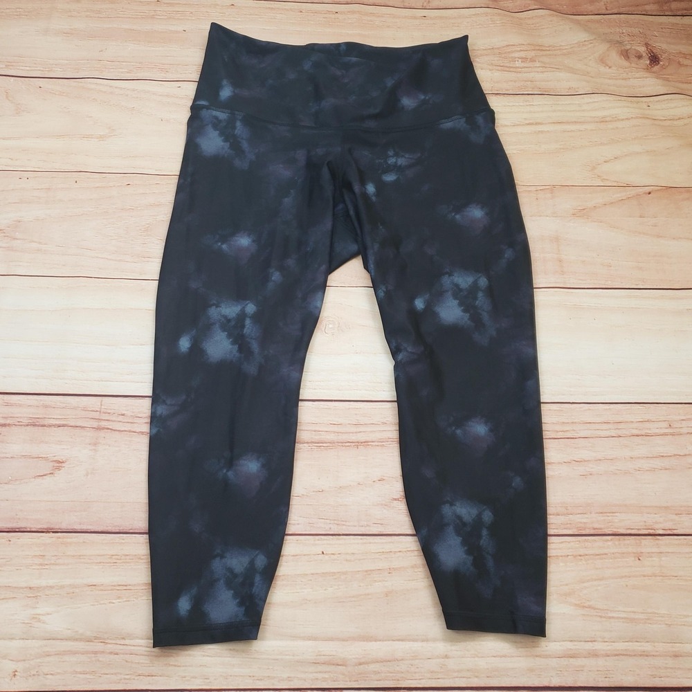 Old Navy Leggings Womens XL Petite Black Tie Dye Powersoft High-Rise Go-Dry Yoga